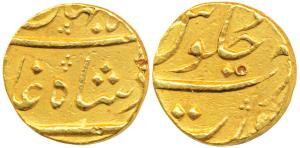 Shah Jahan III (AH 1173-1174, 1759-1760 AD), Gold Mohur, 11.08g, Surat Mint, Ahd RY (KM 47
