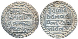 Megha Narayana (SE 1488-1505, 1566-1583 AD), Silver Tanka, 9.78g, SK 1488, legend in four 