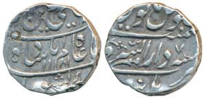Mahadji Rao, Silver Rupee, 11.47g, in the name of Shah Alam II, Burhanpur Mint, AH 1181/7 