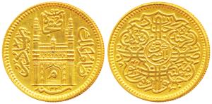Mir Mahbub Ali Khan II, Gold Asharfi, 11.24g, type II, Mim in doorway of Charminar on obv.
