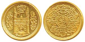 Mir Usman Ali Khan (AH 1329-1367, 1911-1948 AD), Gold 1/8 Ashrafi, 1.37g, Hyderabad Mint, 