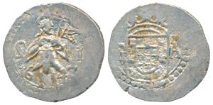 Goa, Joao IV, Silver 2 Tangas, 4.43g, obv. standing figure of St. John divides SI and date