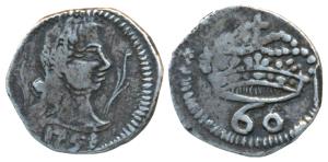 Goa, Jose I (1750-1777 AD), Silver Tanga / 60 Reis, 1.23g, obv. bust with date 1751 below,