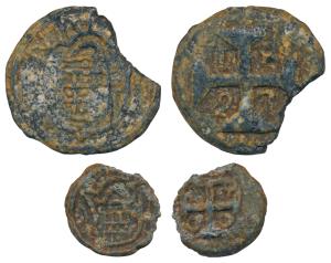 Diu, Pedro IV (1798-1834 AD), Zinc 20 Bazarucos, 14.99g, 1827 AD; 5 Bazarucos, 4.39g, 1800
