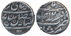 Murshidabad Mint, Silver Rupee, 11.55g, in the name of Shah Alam II, AH 1186/12 (KM 30). V