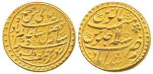 Murshidabad Mint, Gold Mohur, 12.18g, in the name of Shah Alam II, AH 1184/11 (Prid 20). V
