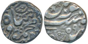 Bhakkar Mint, Silver Rupee, 9.82g, transitional coinage in the Sindh province, in the name
