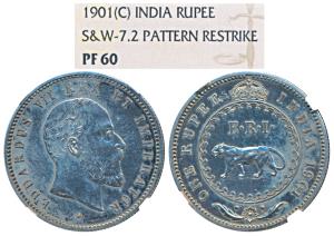 Edward VII, Proof Silver Pattern Rupee, 1901, Calcutta Mint, obv. bare head of the ruler (