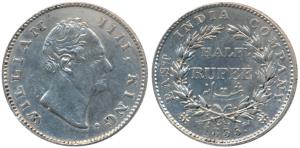William IV, Silver ½ Rupee, 1835, Calcutta Mint, F incuse, 21 Berries, (Prid 68). Several 
