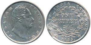 William IV, Silver Rupee, 1835, Calcutta Mint, RS incuse, C / II, Extremely thin letters a