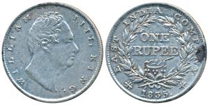 William IV, Silver Rupee, 1835, Calcutta Mint, RS incuse, C / II, Extremely thin letters a