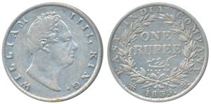 William IV, Silver Rupee, 1835, Calcutta Mint, Dug out F incuse, D / III, legends on obver