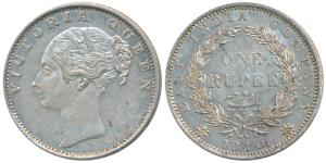Victoria Queen, Silver Rupee, 1840, Continuous legend, Calcutta Mint, Mule, English Head w