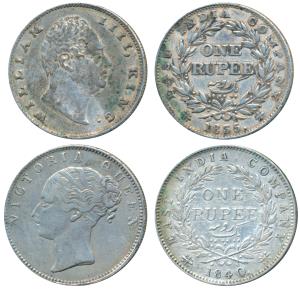 Victoria Queen, Silver Rupee, 1840, Continuous legend, Calcutta Mint, English head, 19 Ber