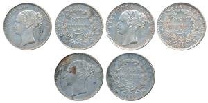 Victoria Queen, Silver Rupee (3), 1840, Continuous legend, Calcutta Mint, English head, 19