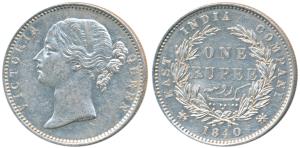 Victoria Queen, Silver Rupee, 1840, Divided legend, Madras Mint, WWS raised, 28 Berries, (