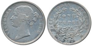 Victoria Queen, Silver Rupee, 1840, Divided legend, Calcutta Mint, Mule, WW raised, 25 Ber