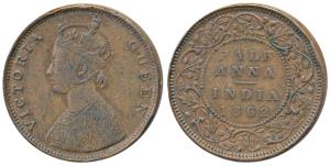 Victoria Queen, Copper ½ Anna, 1862, Madras Mint, (Prid 577). Very Fine+, Rare.