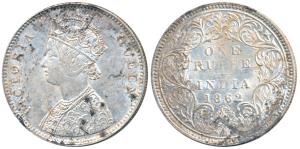 Victoria Queen, Silver Rupee, 1862, Bombay Mint, A / I / 0 / 4, (Prid 78). Very Fine+, Sca