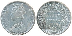 Victoria Queen, Silver Rupee, 1862, Bombay Mint, A / II / 0 / 1, (Prid 97). Cleaned, Fine+