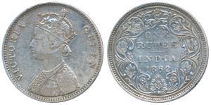 Victoria Queen, Silver Rupee, 1862, Bombay Mint, A / II / 1 / 12, Unlisted in Pridmore. Ve