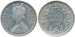 Victoria Queen, Silver Rupee, 1862, Bombay Mint, A / II / 2 / 1, correctly 1/1 but top dot