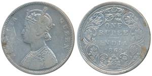 Victoria Queen, Silver Rupee, 1862, Bombay Mint, A / II / 2 / 4, (Prid 84). Fine, Rare.