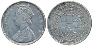 Victoria Queen, Silver Rupee, 1862, Bombay Mint, B / II / 0 / 10, Unlisted in Pridmore. Se