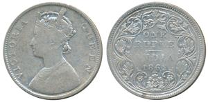 Victoria Queen, Silver Rupee, 1862, Bombay Mint, B / II / 2 / 3, (Prid 74). About Fine, Ra