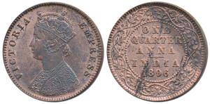 Victoria Empress, Copper ¼ Anna, 1896, Calcutta Mint, (Prid 629). About Uncirculated. (2)