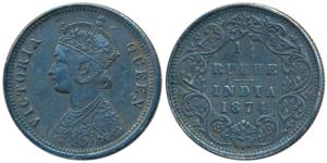 Victoria Queen, Silver ¼ Rupee, 1874, Bombay Mint, A / I / dot, (Prid 405). Very Fine+, Sc