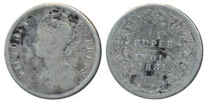 Victoria Empress, Silver ¼ Rupee, 1881, Bombay Mint, A / II / dot, (Prid 410). About Fine,