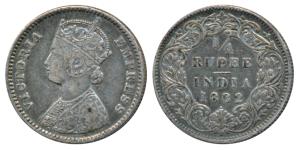 Victoria Empress, Silver ¼ Rupee, 1882, Bombay Mint, B / I / dot, Unlisted in Pridmore. Ve