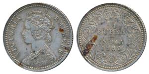 Victoria Empress, Silver ¼ Rupee, 1889, Calcutta Mint, C / II / C incuse (Prid 394). About