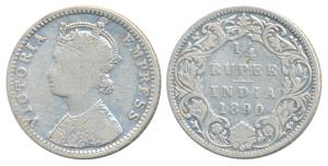 Victoria Empress, Silver ¼ Rupee, 1890, Bombay Mint, C / I / B incuse, Unlisted in Pridmor