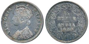 Victoria Empress, Silver ¼ Rupee, 1890, Bombay Mint, C / II / B incuse, (Prid 424). Very F