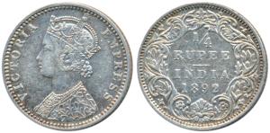 Victoria Empress, Silver ¼ Rupee, 1892, Bombay Mint, C / I / B incuse, (Prid 427). Very Fi