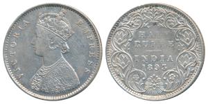 Victoria Empress, Silver ½ Rupee, 1893, Bombay Mint, A / I / B incuse, (Prid 303). Very Fi
