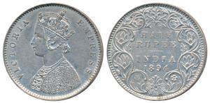 Victoria Empress, Silver ½ Rupee, 1894, Bombay Mint, A / I / B incuse (Prid 304). Nice gre
