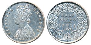 Victoria Empress, Silver ½ Rupee, 1898, Calcutta Mint, A / I / C incuse, (Prid 280). Very 