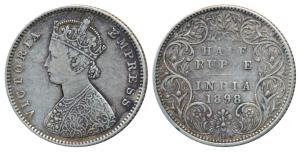 Victoria Empress, Silver ½ Rupee, 1898, Bombay Mint, A / I / B incuse, Normal ’B’, ’8’ str