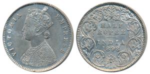 Victoria Empress, Silver ½ Rupee, 1898, Calcutta Mint, A / I / C incuse, (Prid 280). Very 