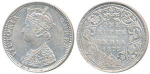 Victoria Queen, Silver Rupee, 1875, Bombay Mint, C1 / II / dot, (Prid 144). Very Fine+, Ra