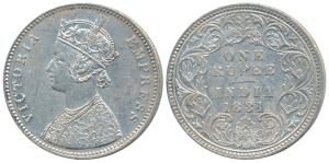 Victoria Empress, Silver Rupee, 1881, Calcutta Mint, A1 / I / C incuse, (Prid 119). Very F