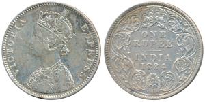 Victoria Empress, Silver Rupee, 1884, Bombay Mint, A6 / I / B raised, Unlisted in Pridmore
