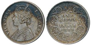 Victoria Empress, Silver Rupee, 1885, Bombay Mint, C2 / I / B raised, Unlisted in Pridmore