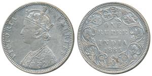 Victoria Empress, Silver Rupee, 1885, Bombay Mint, C2 / II / B raised, Unlisted in Pridmor