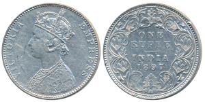 Victoria Empress, Silver Rupee, 1897, Bombay Mint, C2 / I / B incuse, (Prid 183). Cleaned,
