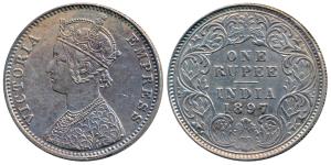 Victoria Empress, Silver Rupee, 1897, Calcutta Mint, C3 / I / C incuse, (Prid 136). About 