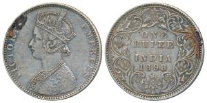 Victoria Empress, Silver Rupee, 1898, Bombay Mint, C2 / I / B incuse, 8 over 7 in date, Ol
